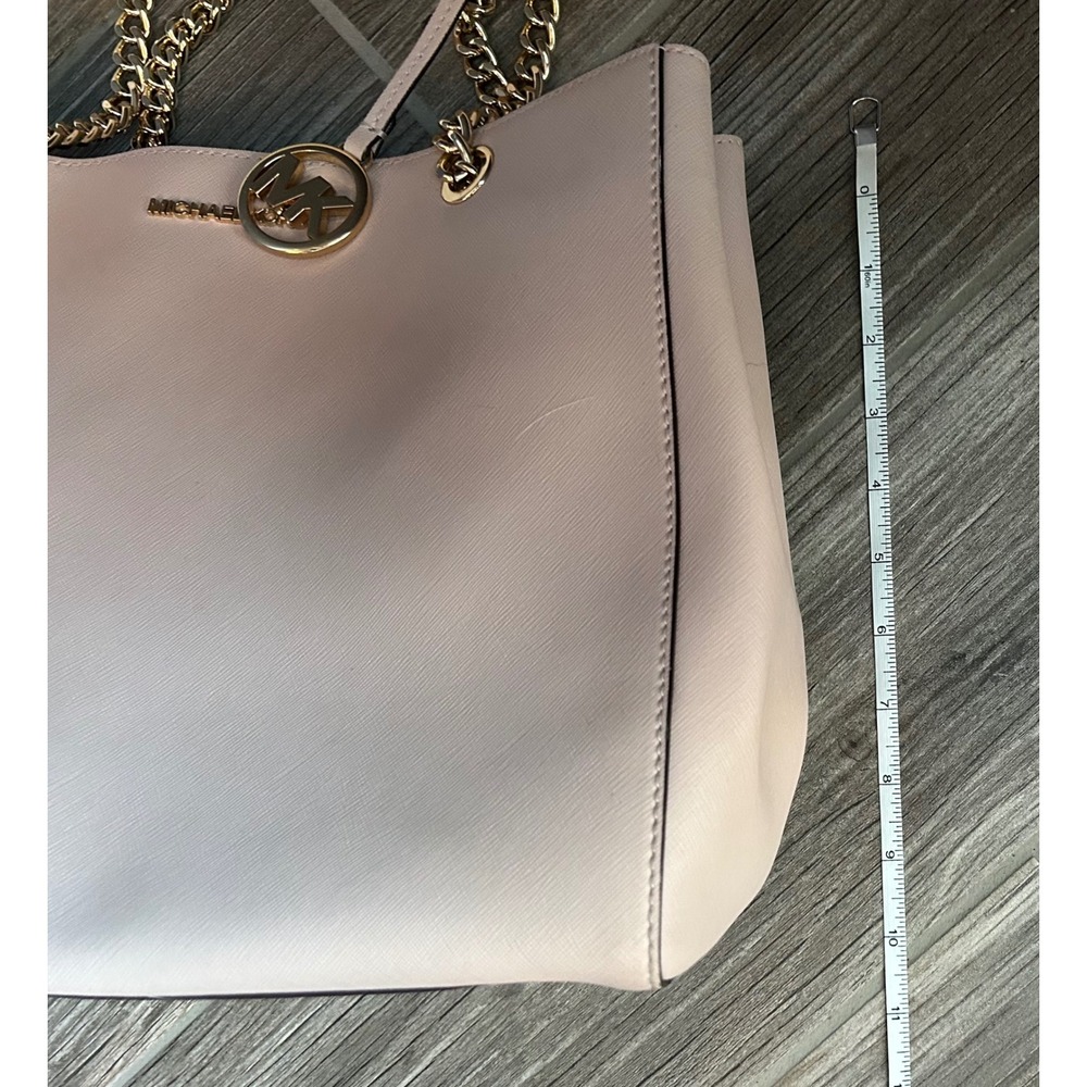 Michael Kors Susannah Large Saffiano Leather Shoulder Bag Tote Purse Gold Blush - Picture 11 of 11